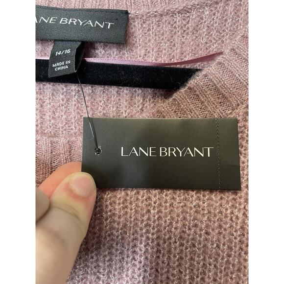 Lane Bryant Sweater Womens 14/16 Pink Scallop Hem Metallic Knit Pullover New - Picture 8 of 12